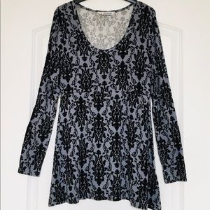 Long sleeve Tunic top, grey and black